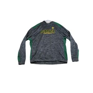 X-Grain Hoodie Mens 3X Gray Space Dye Rustler Football Graphic Kangaroo Pocket